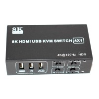 Переключатель KVM Switch 8К/60HZ, 4K/120HZ, 4 USB/4 HDMI DK104v2 поддержка, HDMI 2.0, HDCP 2.3