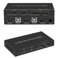 Переключатель KVM Switch 2 USB/4 HDMI DK102 поддержка 4К/60HZ, HDMI 2.0, HDCP 2.2