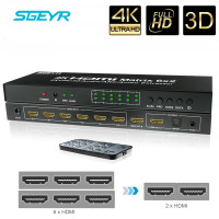 SGEYR 6x2  - HDMI матрица 6x2 матричный переключатель 6 вход и 2 выход ИК пульт аудио экстрактор ARC SPDIF поддержка 4 к 