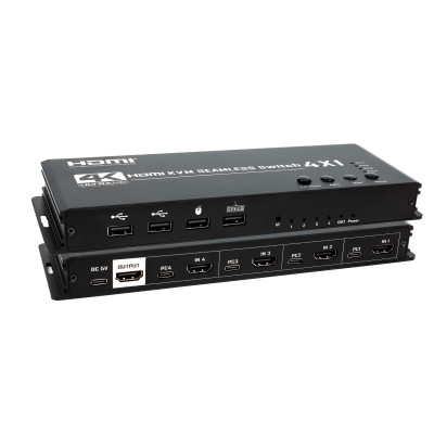 Бесшовный KVM-переключатель LiNK-T LT-0401KS на 4 компьютера — HDMI 4K