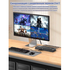 KVM-переключатель LiNK-T LT-0401KS HDMI 4K на 4 компьютера, бесшовный