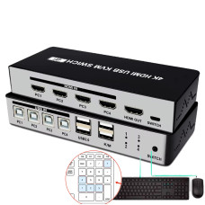 KVM-переключатель HDMI на 4 компьютера FD004KH, 4K 60 Гц, Hotkey