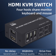 KVM-переключатель LiNK-T DK104V2 HDMI 8K на 4 компьютера, USB 2.0