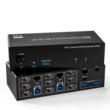 KVM-переключатель 2 ПК 3 монитора, 8K, DisplayPort 1.4, Lan RJ45, LinkT-303DL