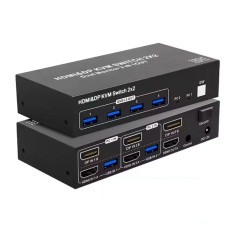 KVM-переключатель LiNK-T LT202A на 2 компьютера и 2 монитора, HDMI 2.0, DisplayPort 1.2, USB 3.0