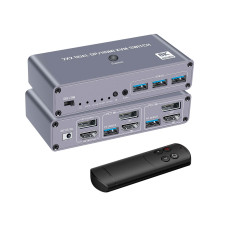KVM-переключатель LiNK-T OZK10A на 2 компьютера и 2 монитора, HDMI 2.1, DisplayPort 1.4, 8K