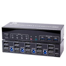 KVM-переключатель LiNK-T 8K0403A на 4 компьютера и 3 монитора, HDMI 2.1, DisplayPort 1.4, 8K