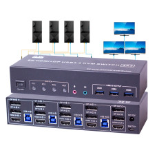 KVM-переключатель LiNK-T 8K0403A на 4 компьютера и 3 монитора, HDMI 2.1, DisplayPort 1.4, 8K