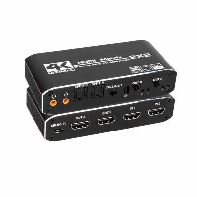 HDMI-матрица LiNK-T 4K0202N 2×2 с поддержкой 4K@60Hz и Dolby Vision