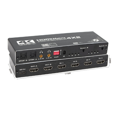 HDMI-матрица LiNK-T 4K0402M 4×2 с поддержкой 4K@60Hz и EDID