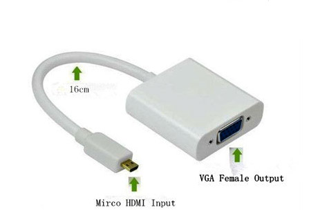 Конвертер сигнала micro HDMI в сигнал VGA с выходом звука RCA 3.5mm