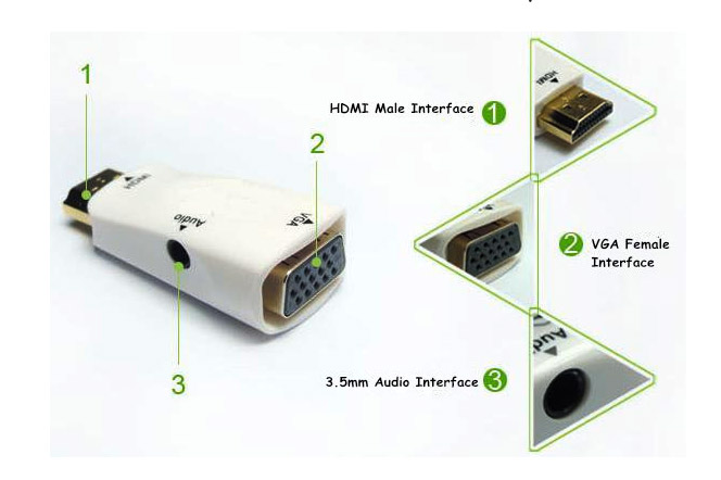 HDMI to VGA + audio converter